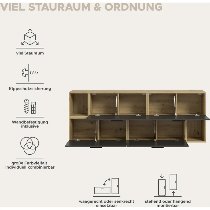 The One Wohnkombination in Basalt grau Nachbildung – Bild 9