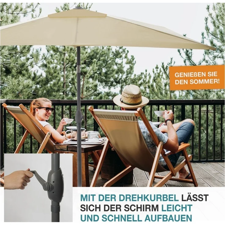 TOM Sonnenschirm mit Kurbel 140x210cm Rechteckig inklusive Kühltasche, Tragetasche, 34mm Standrohr, 180 g/m² Polyester – Bild 2