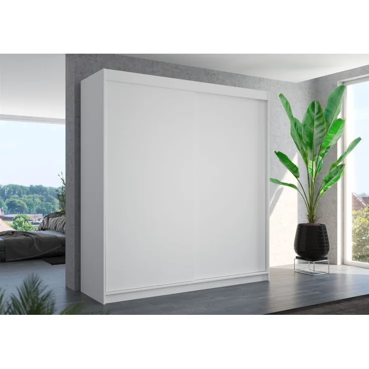 Schiebetürenschrank Schrank Nr. 425 in Weiß matt 200 x 215 x 58 cm