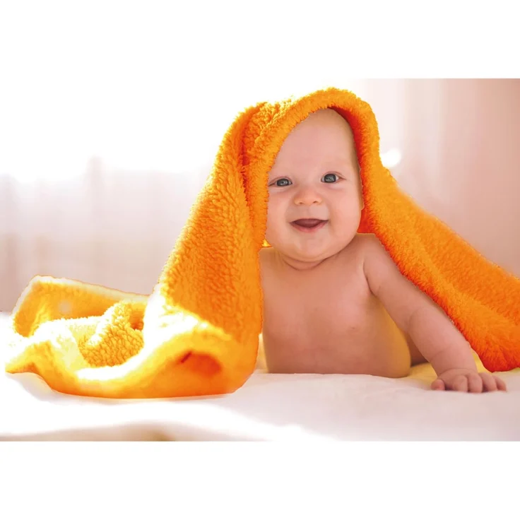 Babydecke Mikrofaser HS hellorange - marigold 90x140 cm – Bild 7