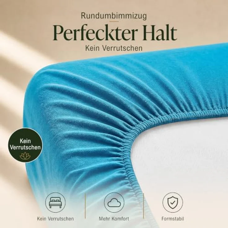 MALIKA® Spannbettlaken 90x200cm - 100x200cm aus Baumwolle, Jersey Betttuch für Matratzenhöhe bis 28 cm, Oeko-Tex zertifiziert, faltenfrei und atmungsaktiv – Bild 2