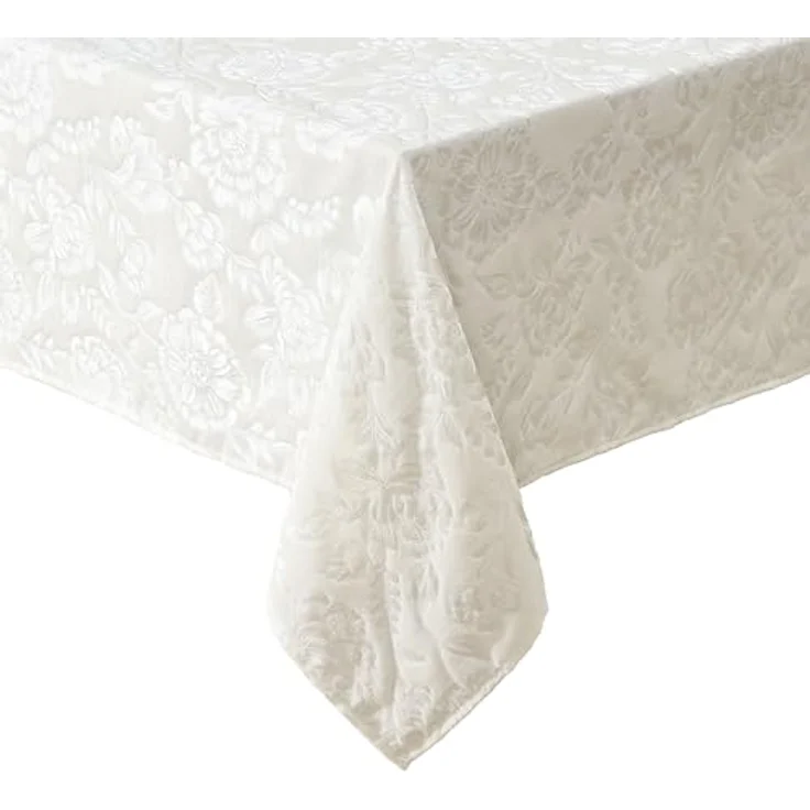 Laura Ashley Annaleigh Tischdecke, Jacquard-Stoff, knitterfrei, für Esszimmer, Urlaub, Party, Hochzeit oder Bankett, 152,4x259,1 cm, Elfenbeinfarben – Bild 2
