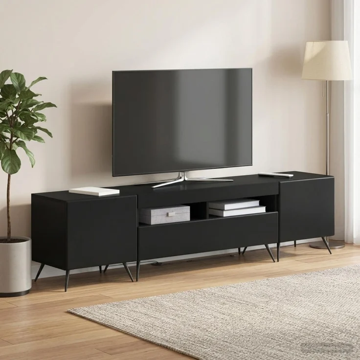 vidaXL LED-TV-Schrank BREDA 3 stk. Schwarz Holzwerkstoff 3416918 – Bild 3