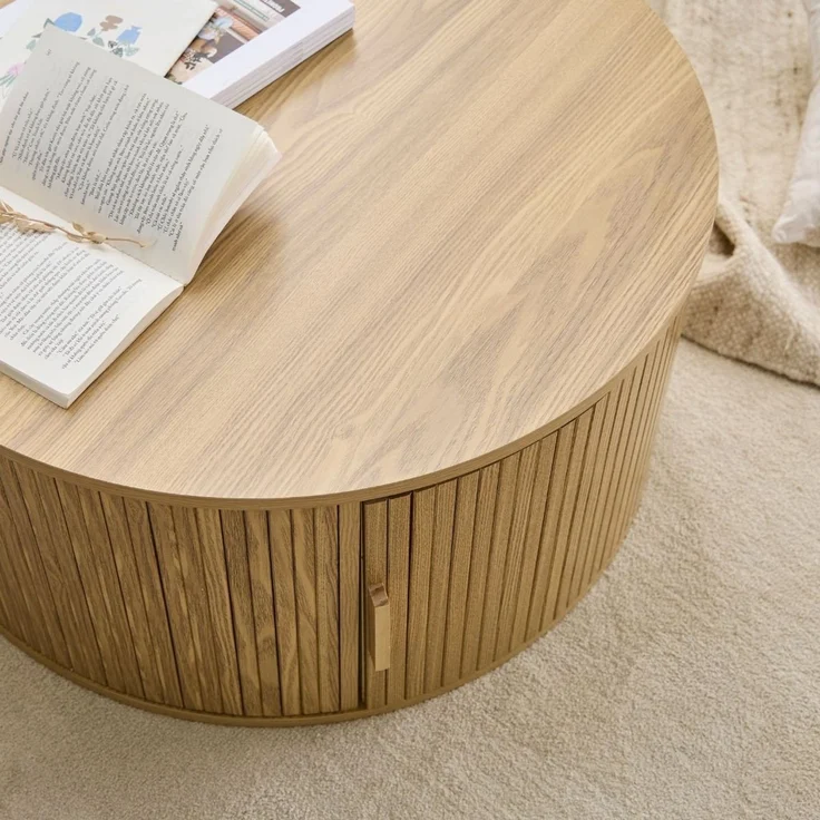 Casâme 'ERNEST' Runder Couchtisch mit Stauraum D75 cm - Helles Holz – Bild 3
