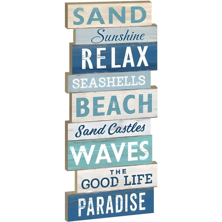 Spruchtafel Holz Strand 100 cm Wandbild Plankenschild Dekoration Aufsteller
