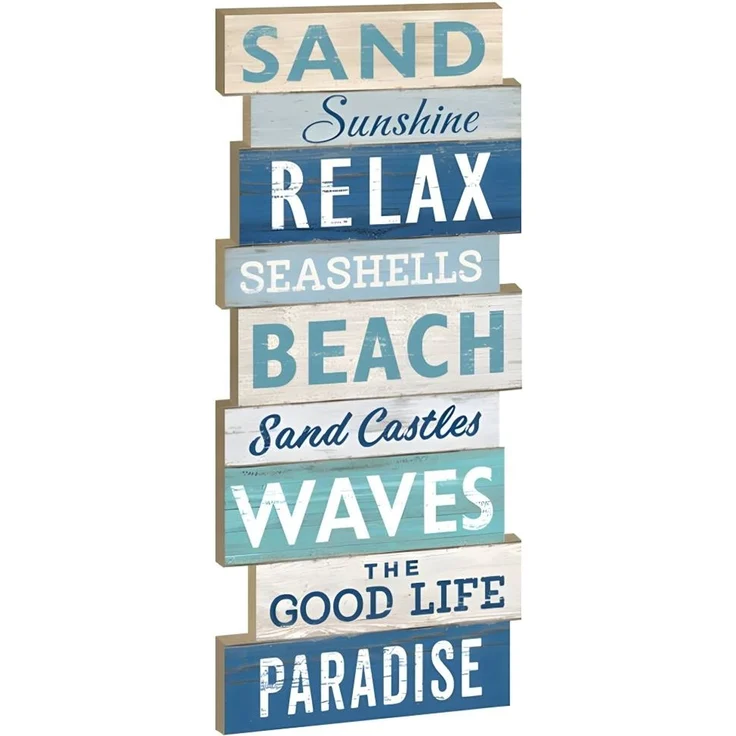 Spruchtafel Holz Strand 100 cm Wandbild Plankenschild Dekoration Aufsteller – Bild 1