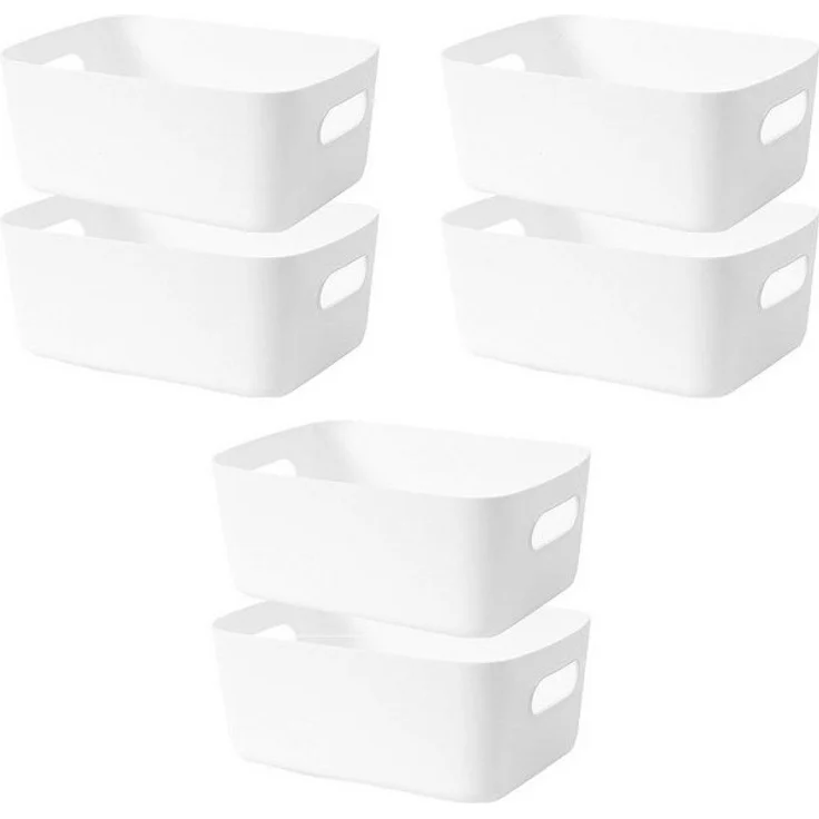 FELIXLEO Aufbewahrungsbox Aufbewahrungsbox Aufbewahrungskorb Regal Kunststoffbox (Weiß) (6 St) – Bild 4