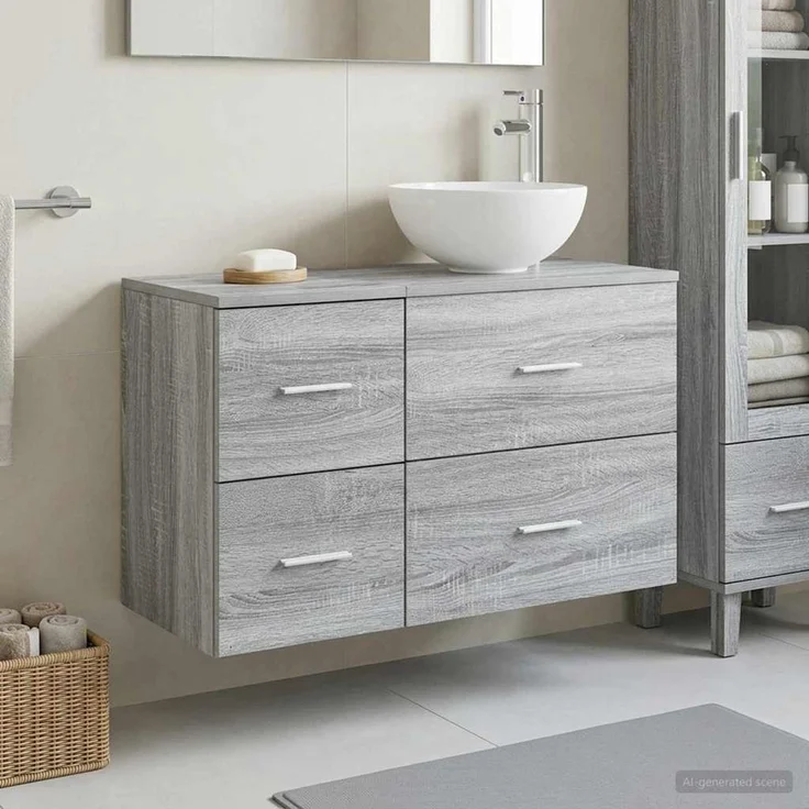 vidaXL Badezimmerschrank-Set 2 stk. Grau Sonoma 79,5 x 41 x 80 cm 3403957 – Bild 1