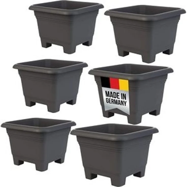 Centi Pflanzkübel Blumentopf Gross Draussen eckig, Anthrazit Blumentöpfe aus Kunststoff (Set, 6 St, 38 x 38 x Höhe 28 cm, Anthrazit), Blumenkübel Pflanztopf, extra stabil Made in DE – Bild 6