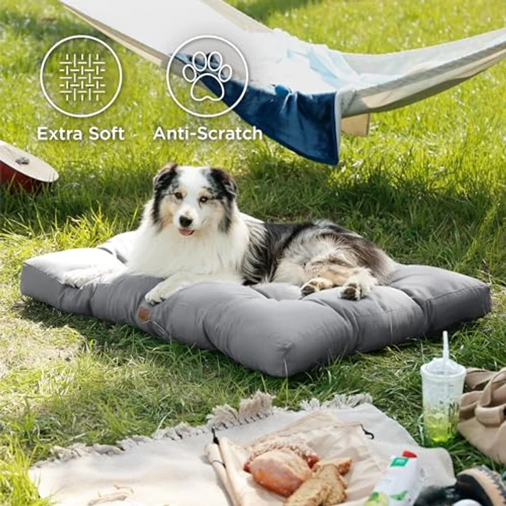 BEDSURE Hundekissen Grosse Hunde waschbar - 120x90 cm hundematratze XXL für große, mittelgroße Hunde Outdoor gepolstert Hundematte dunkelgrau in 10cm Höhe, XL Kühlmatte für Haustiere – Bild 4