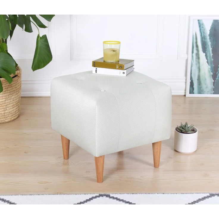 Hanah Home 'Tomp - Cream' Pouffe, Creme, 43 x 43 x 43 cm – Bild 2