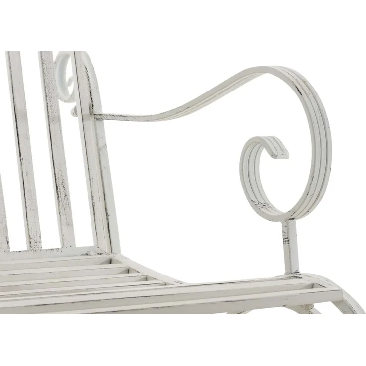 Schaukelstuhl ANNA 2er Set Antik Outdoor - 56x90x94cm, Metall, Antik-Weiß | Gartenstuhl Liegestuhl Relaxstuhl Garten Terrasse – Bild 7