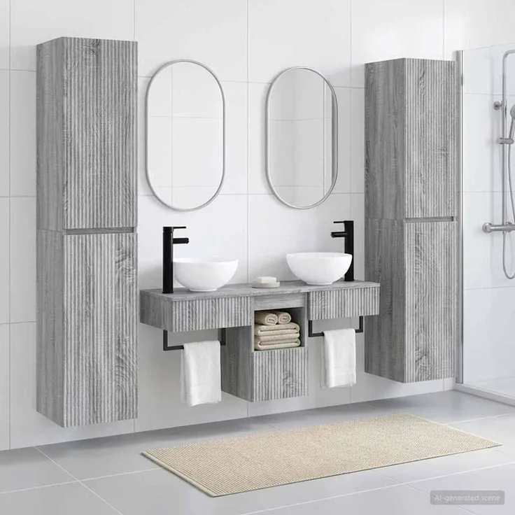 vidaXL Badezimmerschrank-Set 5 stk. Grau Sonoma 33 x 34,5 x 160 cm 3406009