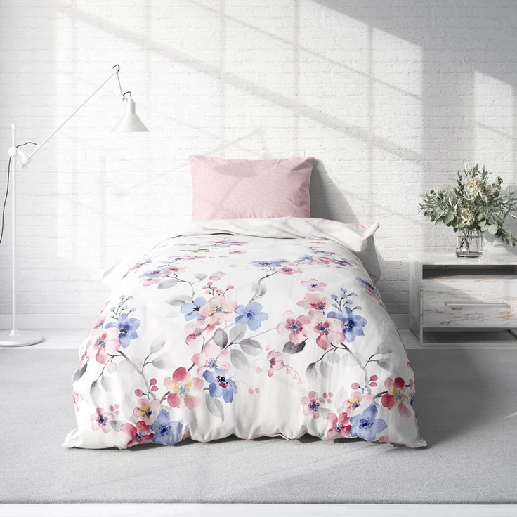One Home Bettwäsche Schmetterlinge, Renforcé, 2 teilig, Blumen geblümt florales Design Schmetterlinge, Wende – Bild 2