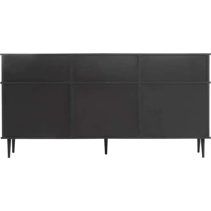 Schrank Eiche Natur und Schwarz, Sideboard mit Schiebetüren,verstellbare Regale,Sicherheits-Kippsicherung – Bild 10