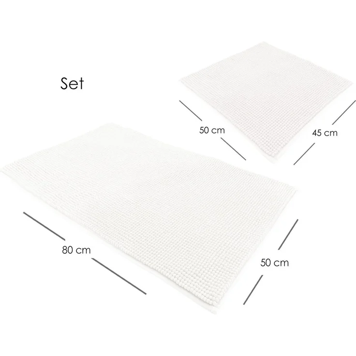 heimtexland Badematte Badvorleger Chenille Badteppich Duschvorleger, rutschhemmend beschichtet, Fußbodenheizung geeignet, schnell trocknend, strapazierfähig, fußbodenheizungsgeeignet, rutschfest, saugstark, Polyester, rechteckig, Set 45x50 / 50x80 cm, ... – Bild 2