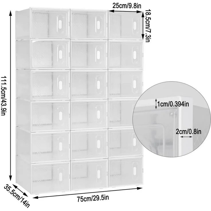 Woltu Schuhbox (18 St), mit Magnetverschluss DIY Steckregal aus Kunststoff – Bild 3