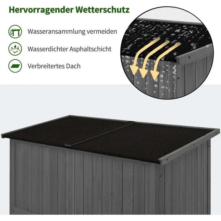 M MCombo Gartenschrank Gartenhaus Holz Outdoor Wetterfest , 0912EY(grau) – Bild 4