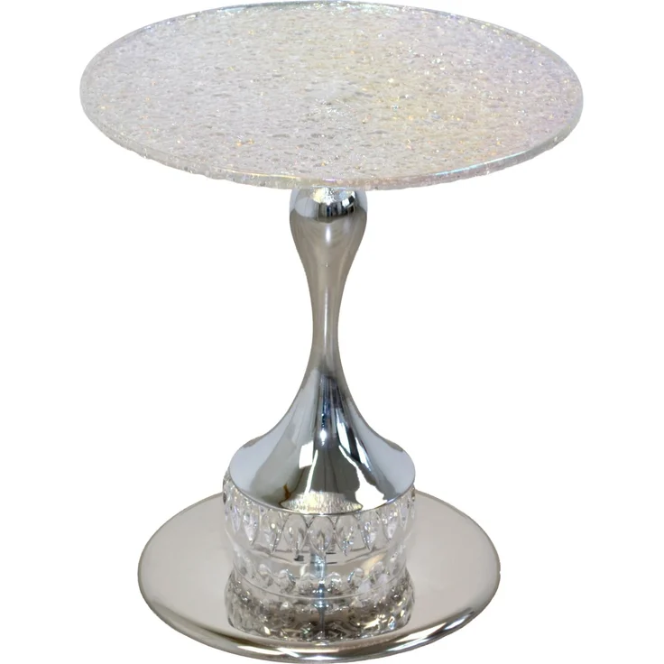 Beistelltisch Rund Glas Chrom 51cm – Strukturglas Tisch Modern Elegant Luxus – Bild 4