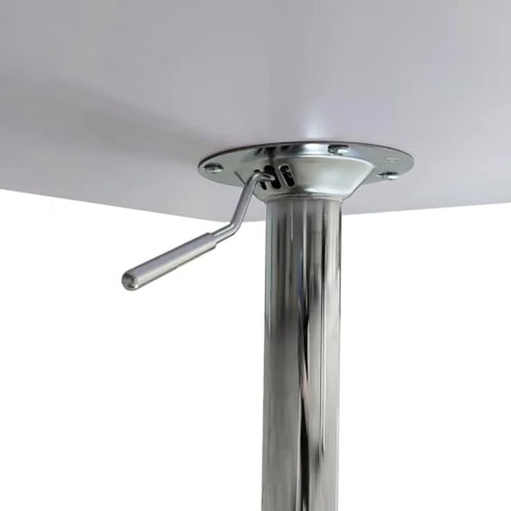 Happy Garden Quadratischer Bartisch in Weiß und Chrom Luke. In der Höhe Verstellbarer Bartisch. Weißer Stehtisch mit verchromtem Fuß. – Bild 5