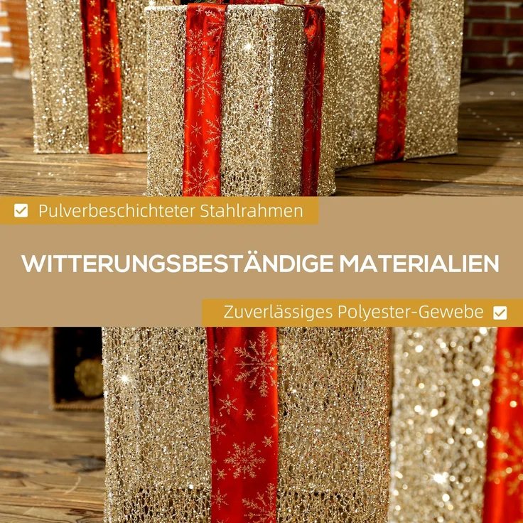 Outsunny LED Weihnachtsdeko, Stahl, Polyester, Gold, 25,5L x 25,5B x 35H cm – Bild 6