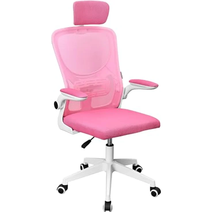 MARSGAMING MGC-ERGOPLUS, Professioneller Ergonomischer Stuhl, Dynamische Lendenwirbelstütze, Atmungsaktives Netz, Höhenverstellbar 115 und 125cm, Klappbare Armlehnen, Verstellbare Kopfstütze, Rosa – Bild 2