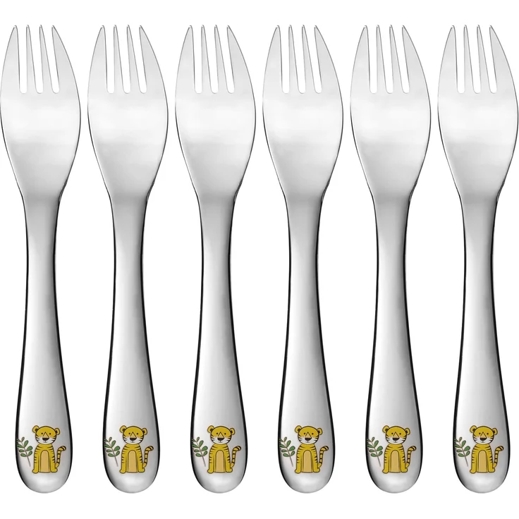 Kindergabel, 6-teilig, Edelstahl, Tiger – Bild 1