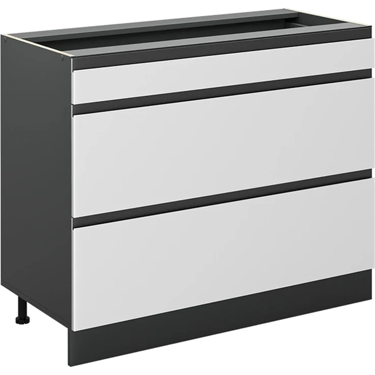 Küchenunterschrank R-Line Weiß/Anthrazit 100 cm ohne Arbeitsplatte Vicco – Bild 1