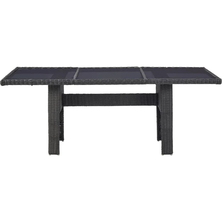 Gartentisch, Esstisch, Küchentisch Schwarz 200 x 100 x 74 cm Glas und Poly Rattan – Bild 2