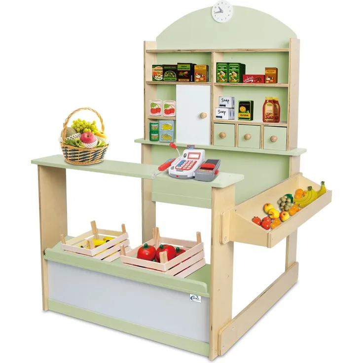 Coemo 'Lilly' Kaufmannsladen, Kinderkaufladen aus Holz, mintgrün, 83 x 113 x 75 cm