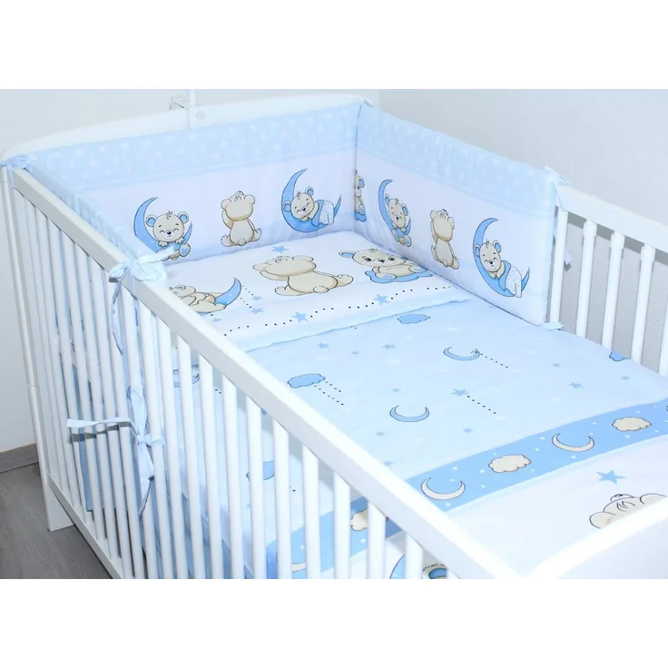 Primawela Babybettwäsche 3 teiliges Baby Bettset mit Bettwäsche und Nestchen für Bett 70x140 cm