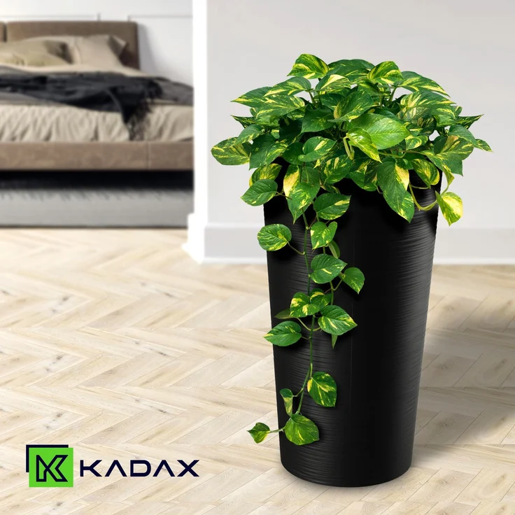 KADAX Blumentopf Blumentopf 36cm Abdeckung mit Einsatz Blumenständer Kunststoff Schwarz – Bild 8