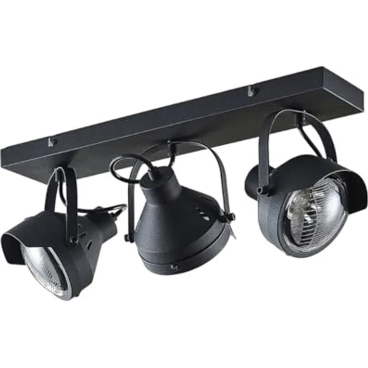 Lindby Strahler Henega, 3-flammige Deckenlampe im Vintage-Industriestil, schwarz, GU10, geeignet für Wohnzimmer, Esszimmer und Flur