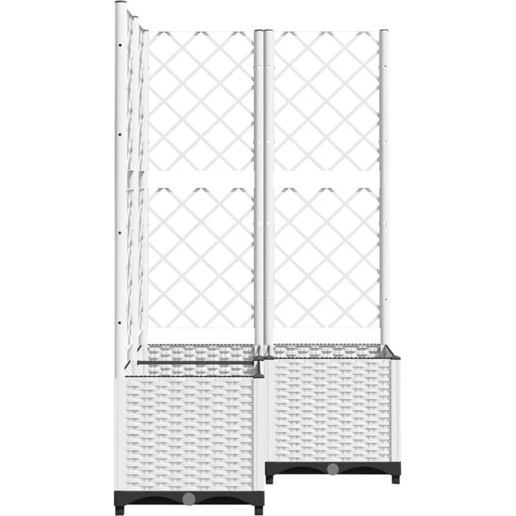 vidaXL Pflanzkübel mit Rankgitter Weiß 80x80x136 cm PP 153286 – Bild 4