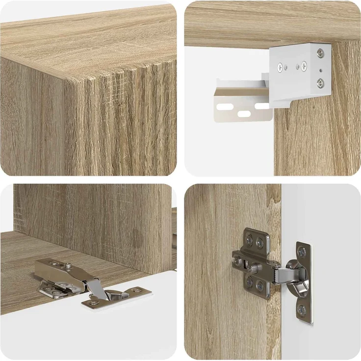 vidaXL TV-Wandregal-Set Wandmontiert 4 pcs Sonoma-Eiche Holzwerkstoff 3408918 – Bild 9