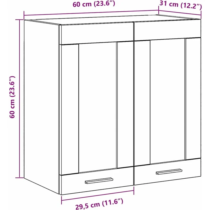 vidaXL Hängeschrank Schwarz Eichen-Optik 60 x 31 x 60 cm Holzwerkstoff 863152 – Bild 12