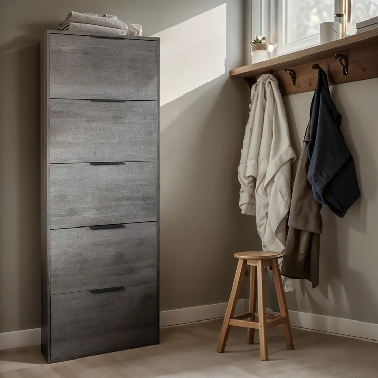 Composad Schuhschrank ESPRESSO - Diele Schuhschrank in Weiß Hochglanz – Bild 9