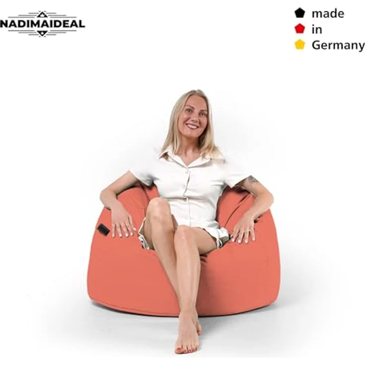 Nadimaideal Sitzsack Tropfenform Kastanie | Bodenkissen für Kinder & Erwachsene | Indoor & Outdoor | Gaming Sitzsack - Sitzkissen - Beanbag | Füllung EPS Perlen (Sunflower, XXL-Durchmesser 88 cm) – Bild 3