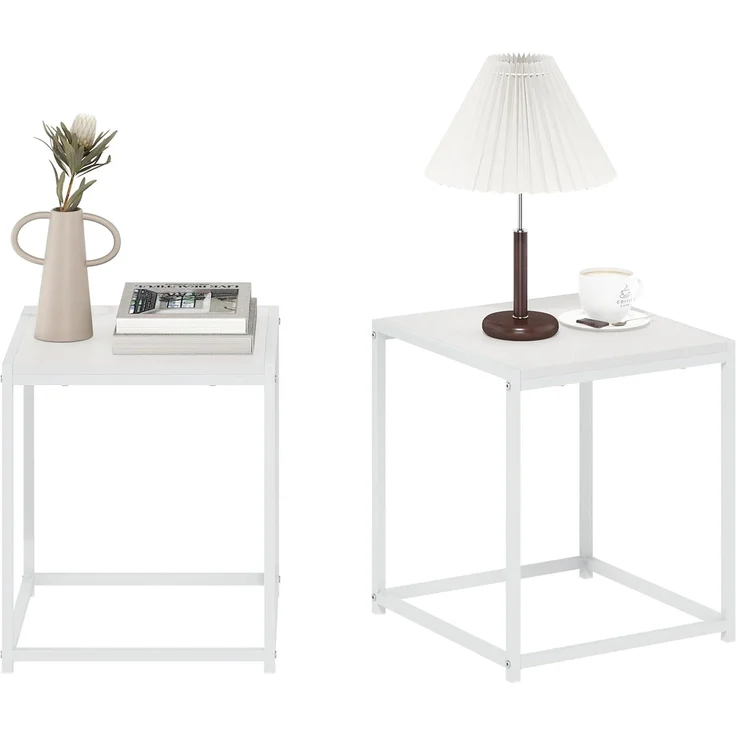 Furinno Camnus Modern Living Beistelltisch, Solides Weiß/Weiß, 2er-Set – Bild 4