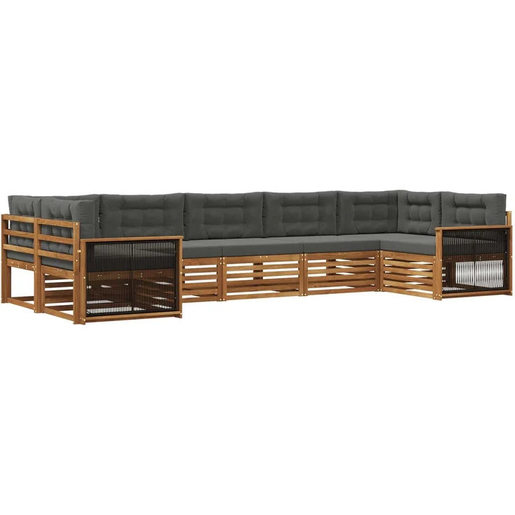 vidaXL Outdoor-Sofagarnitur 7 stk. 7-Sitzer Natur und Anthrazit 3383805 – Bild 2