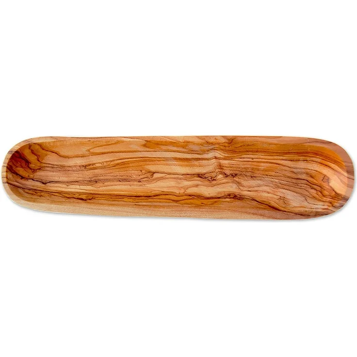 Olivenholz-erleben Brotschale oder Baguetteschale ca. 30 cm lang aus Olivenholz, (1-tlg), Passend für lange Brote wie Baguette oder Ciabatta, fein geschliffen – Bild 3
