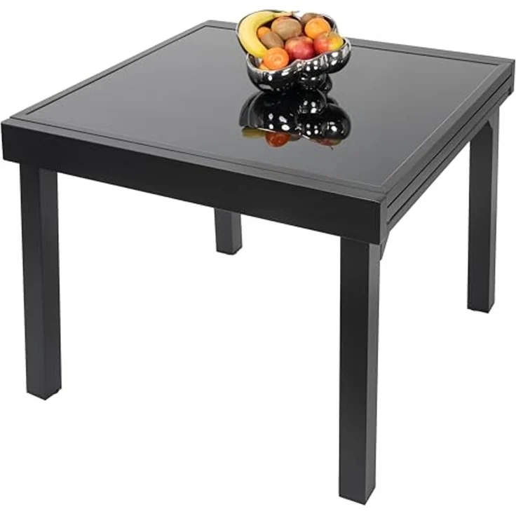ib style Gartentisch Diplomat Quadro Ausziehtisch 90 - 180 cm silber (Tisch), Gartentisch - ESG-Sicherheitsglas - Aluminium - ausziehbar – Bild 1