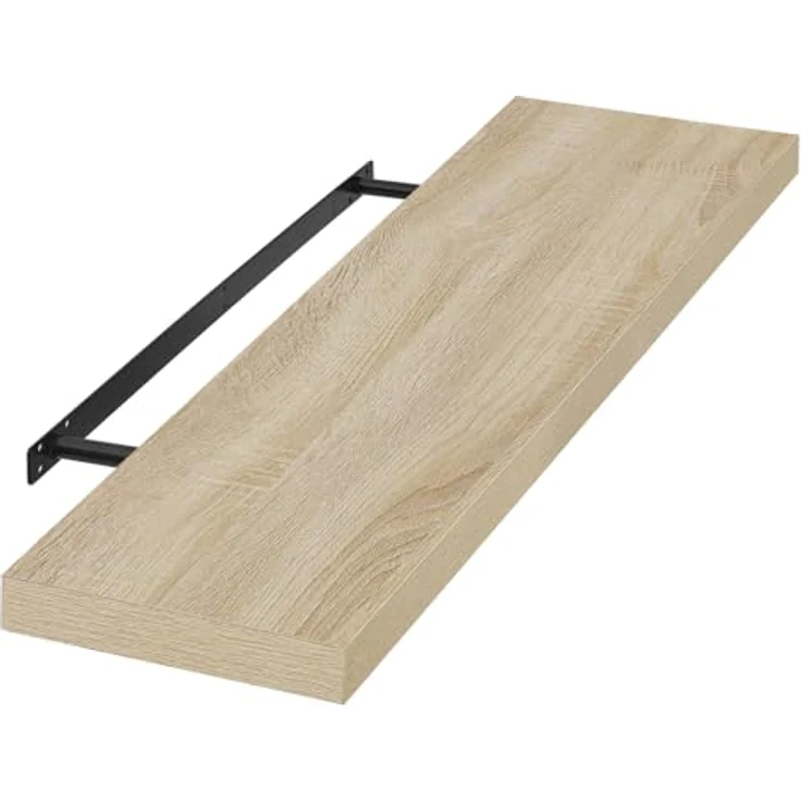 EUGAD Wandregal Wandboard Buchregal Hängeregal DVD CD Regal Holz Board 80cm Sonoma Eiche 0046QJ – Bild 2