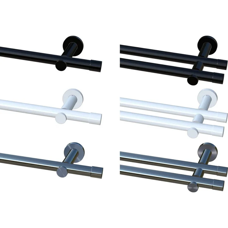 Garduna Gardinenstange Ø 20mm / 1- oder 2-Lauf, 2-läufig, kürzbar, Metall, 2-lauf 1-lauf, Gardinenstange komplett, hochwertig, Fixmaß, 20mm – Bild 5