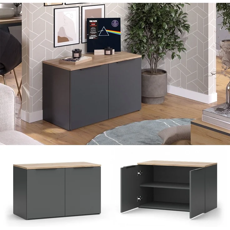 Kommode Wido Anthrazit 80 x 50 cm mit 2 Türen Vicco – Bild 2