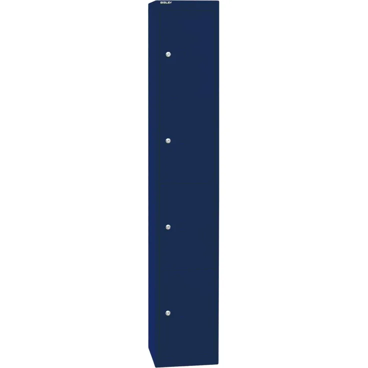 Bisley Garderobenschrank Office mit Schloss aus Stahlblech, 4 Fächer - Spind abschließbar für Sportzeug, Kleidung & Co. - Tiefe: 45,7 cm - Farbe: oxfordblau, CLK184-639