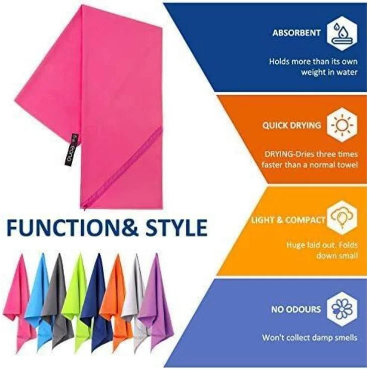 Mikrofaser Handtuch Ultra Leicht Schnelltrocknend Fuchsia XL 180cm x 90cm – Bild 3