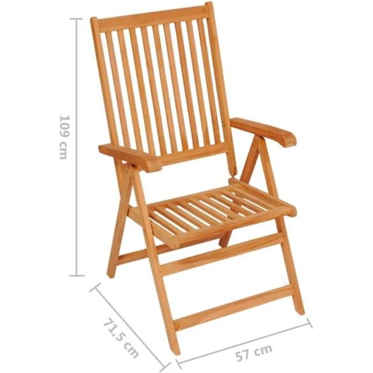 vidaXL Verstellbare Gartenstühle mit Auflagen 8 Stk. Massivholz Teak 3072554 – Bild 10