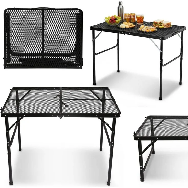 Sarcia. eu Campingtisch Klappbarer Campingtisch schwarz, höhenverstellbar 90x60x40/70 cm