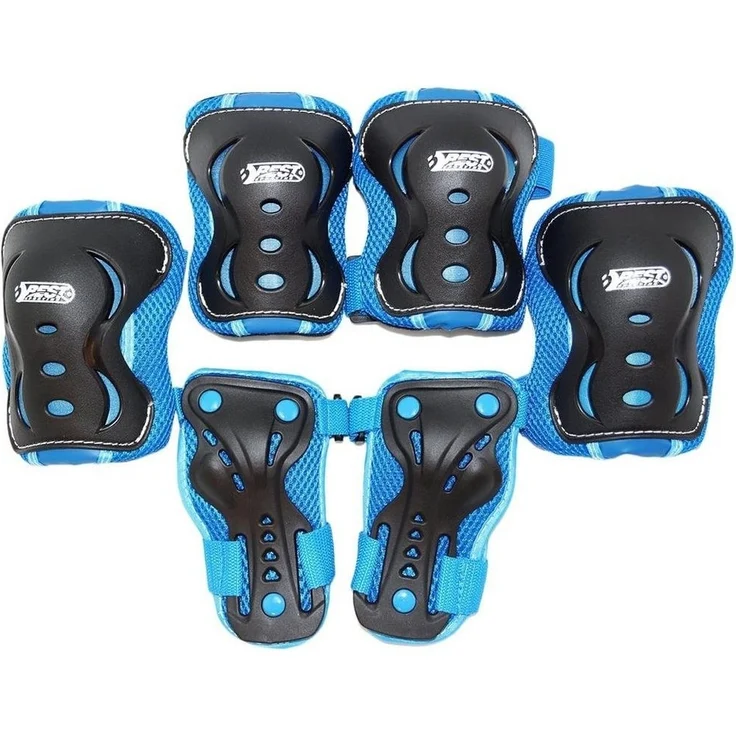 Best Sporting Schützer Set HQ, Kinder Knie-, Ellenbogen- und Handgelenkschützer, Größe XS/S M M, blau/schwarz – Bild 1